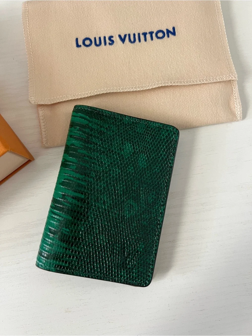 Louis Vuitton Exotic Lizard Green & Black leather Pocket Organizer Mens Wallet